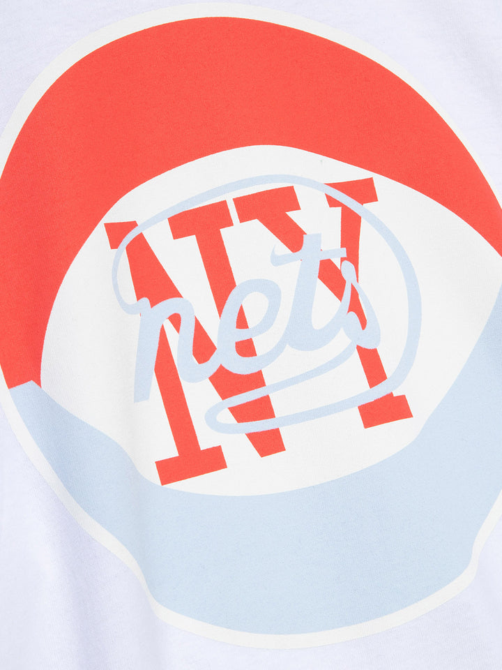 UNINTERRUPTED X Mitchell & Ness Legends Long-Sleeve Tee Nets - close up of the graphic detail
