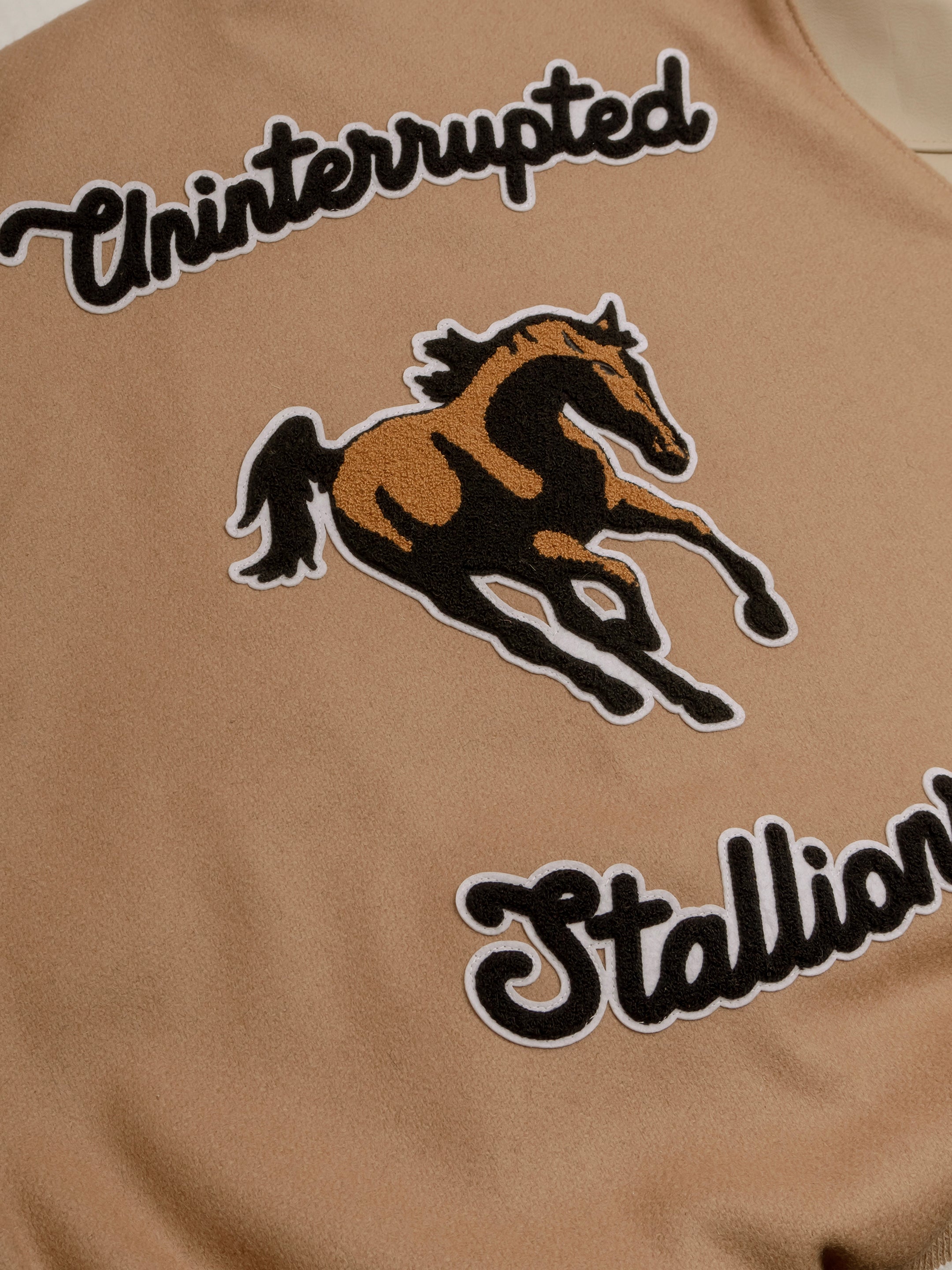 UNINTERRUPTED Stallions Tan Varsity Jacket by Settlemier's