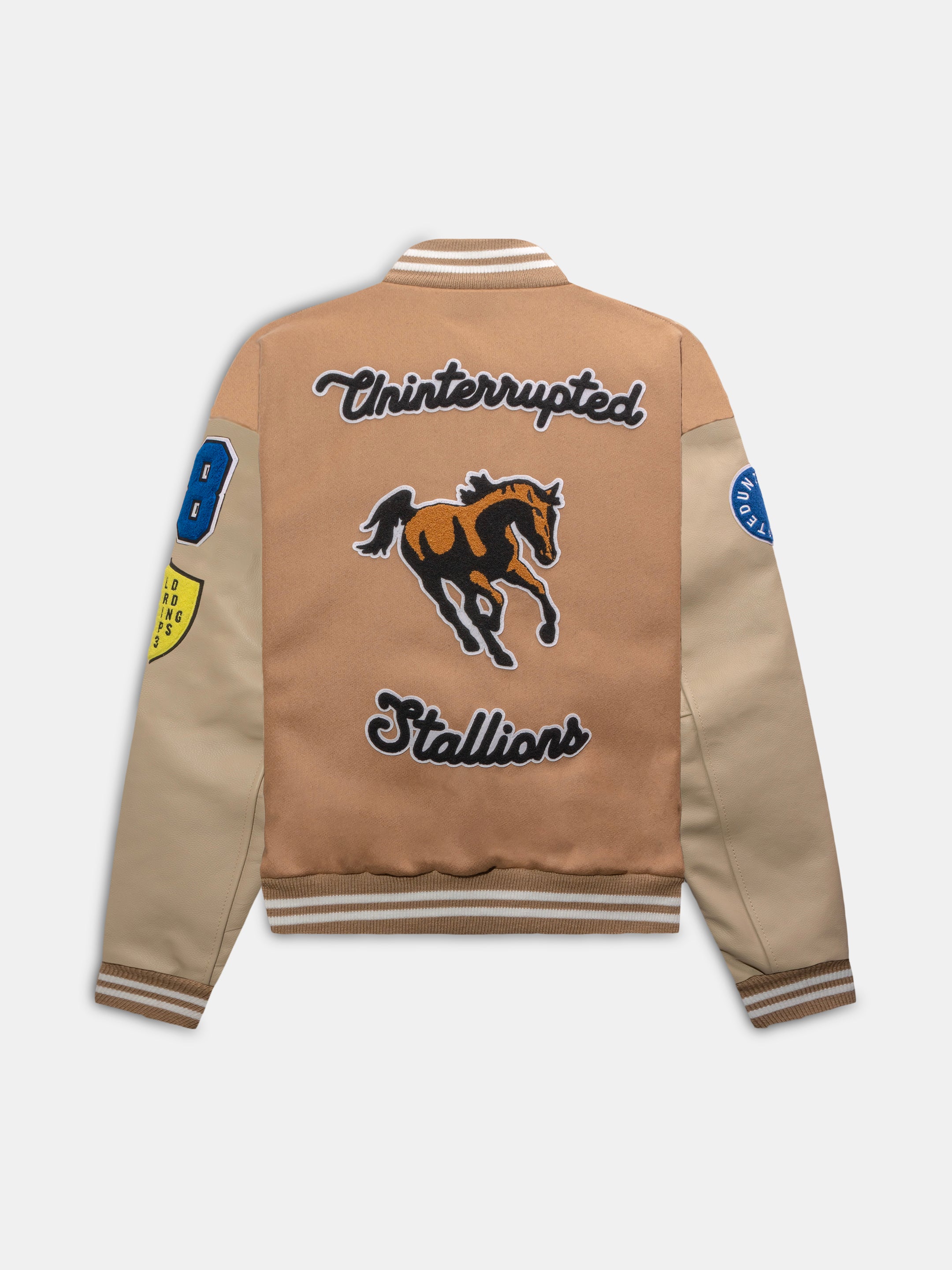 UNINTERRUPTED Stallions Tan Varsity Jacket by Settlemier's