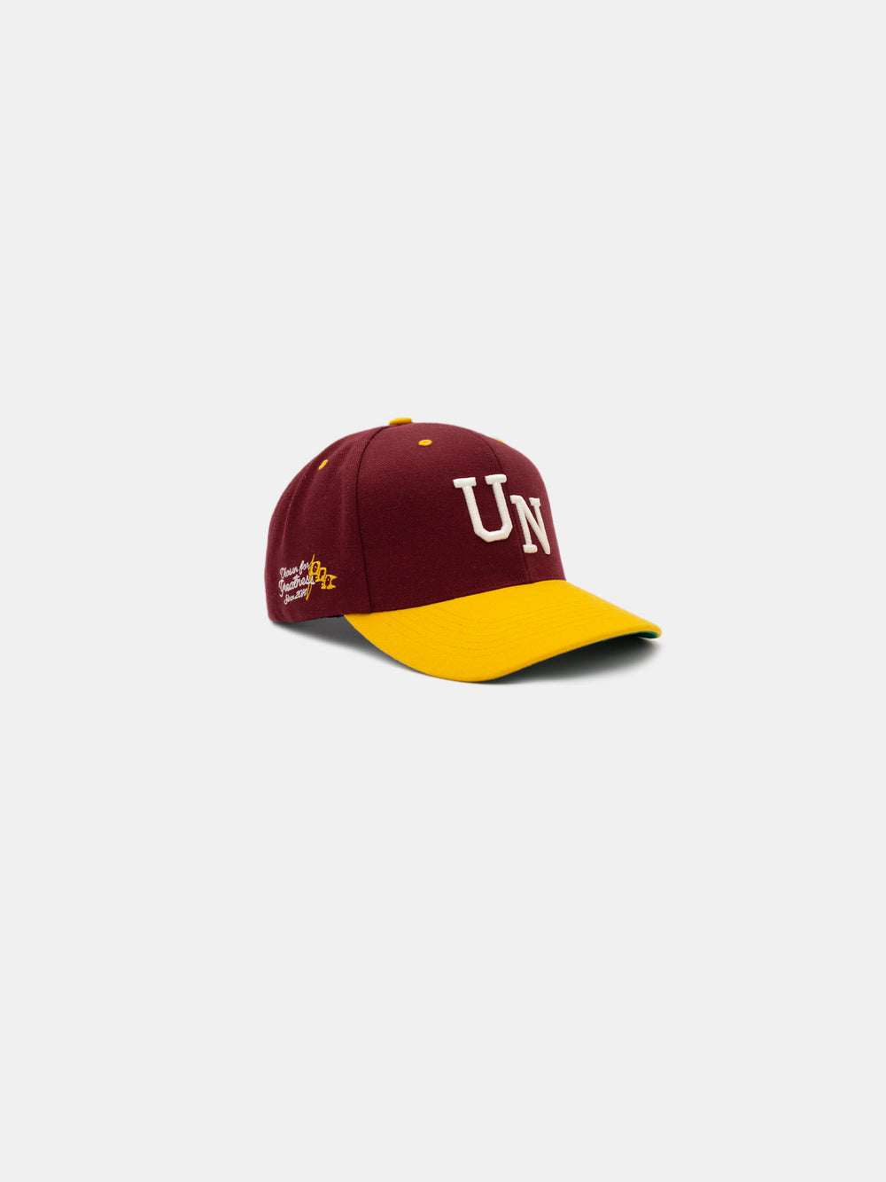 side of Chosen UN Snapback Hat Burgundy/Yellow