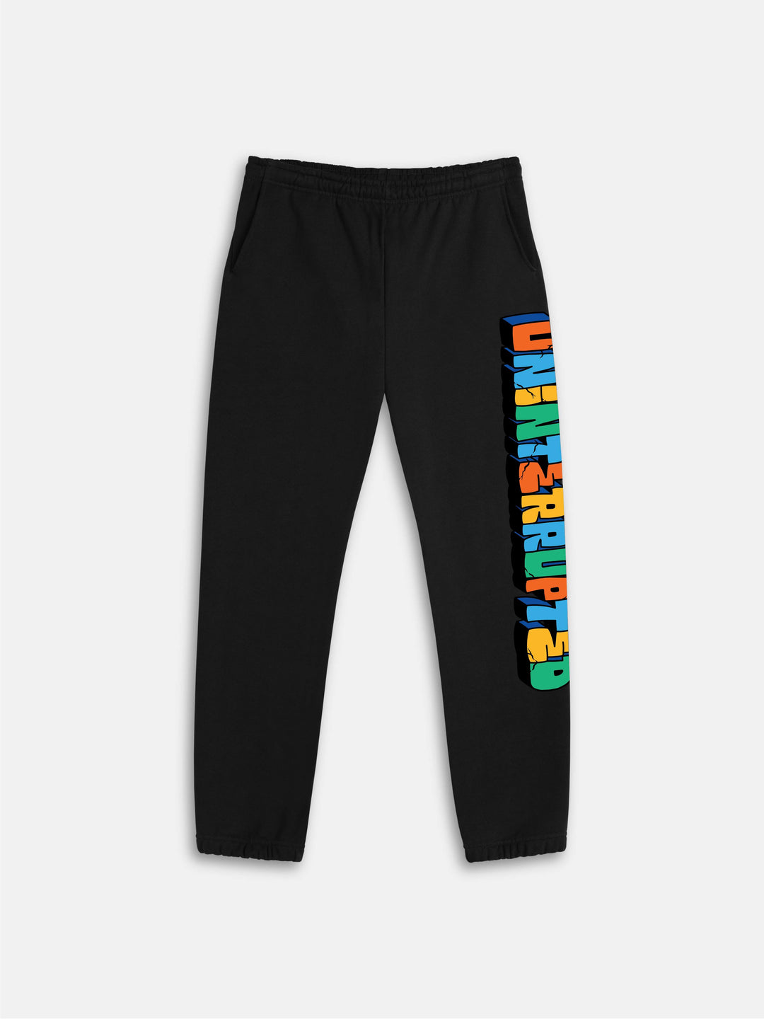 UN Concrete Sweatpant Black - black sweatpants with multicolor block font