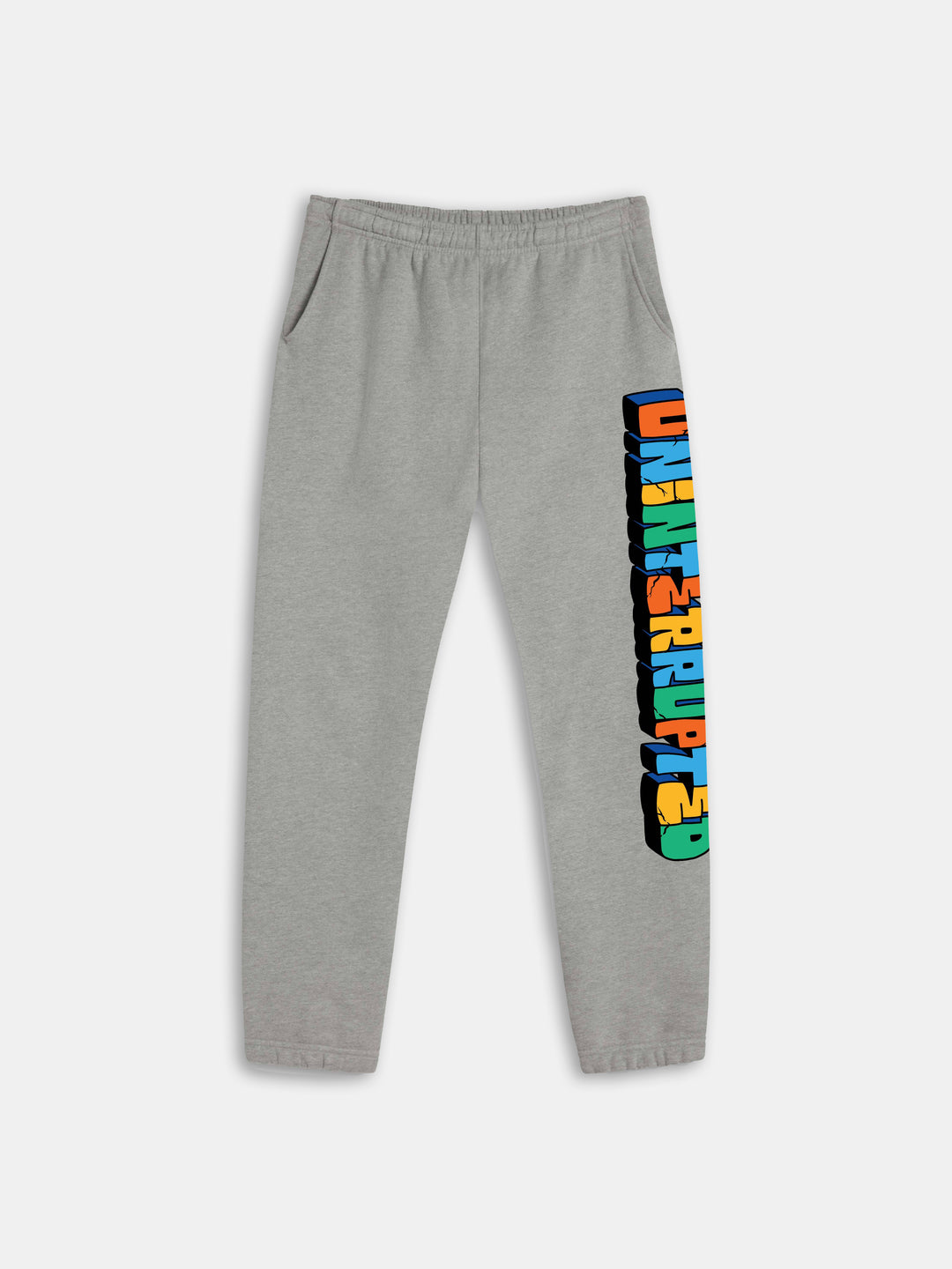 UN Concrete Sweatpant Gray - gray comfortable pants with multicolor font
