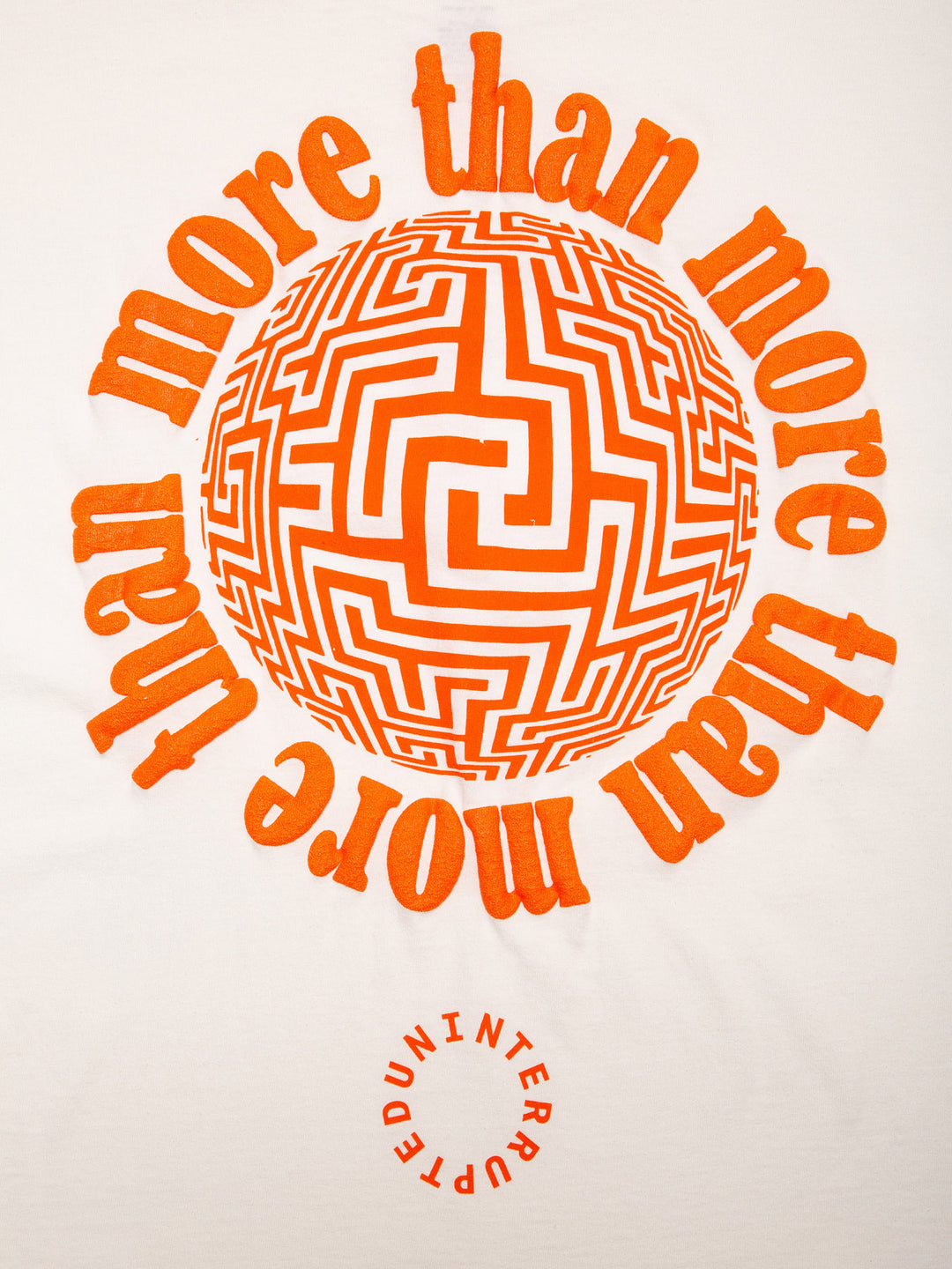 MORE THAN A VOYAGE ATTRIBUTE TEE OFF WHITE- detail of orange graphic