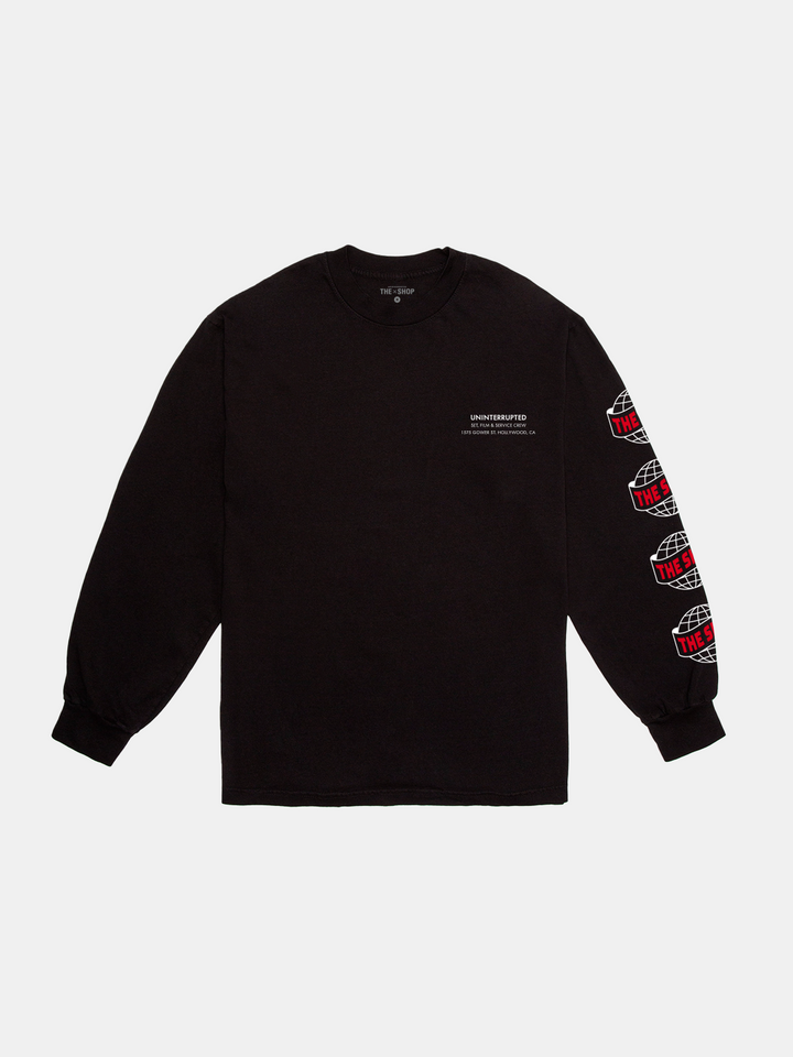 THE SHOP: S5E7 HEADQUARTERS LONG SLEEVE TEE BLACK - FRONT