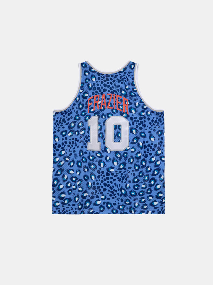 back of jersey with animal print pattern and frazier written on it