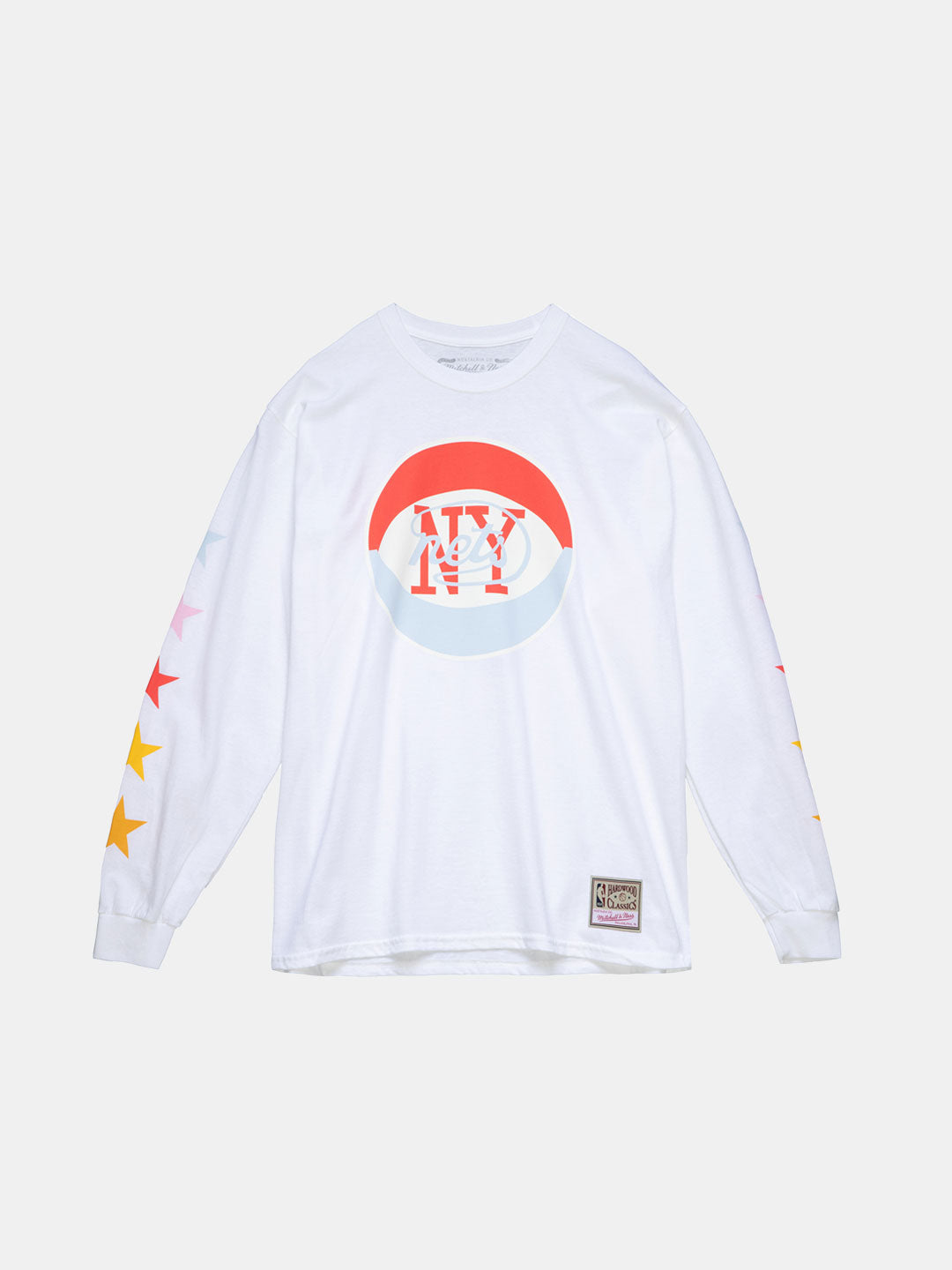 UNINTERRUPTED X Mitchell & Ness Legends Long-Sleeve Tee Nets - front view of white long sleeve with graphic