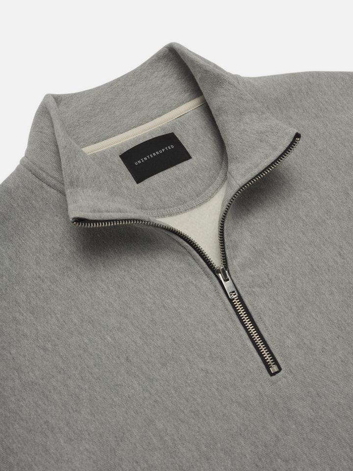 Fundamentals Quarter Zip Brushed Fleece Grey - Detail