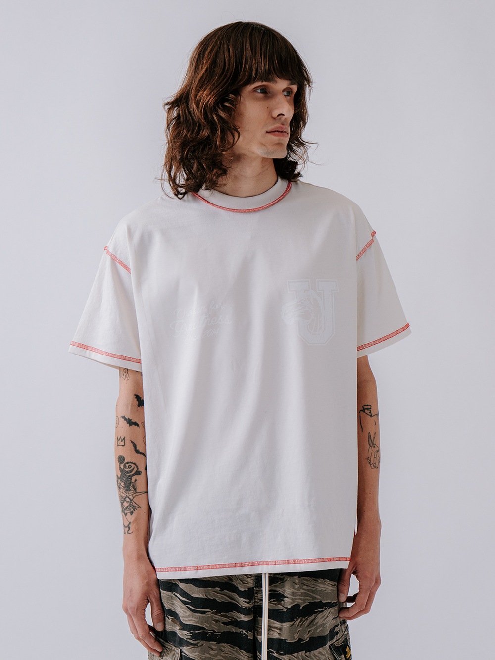 Fundamentals Reverse Stitch Chosen Tee Ivory - On Body